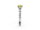 White gold Fancy Yellow Cushion  Diamond Pavé Band Solitaire with Four-Prong Setting_5