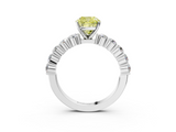 White gold Fancy Yellow Cushion  Diamond Pavé Band Solitaire with Four-Prong Setting_6