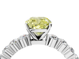 White gold Fancy Yellow Cushion  Diamond Pavé Band Solitaire with Four-Prong Setting_7