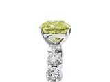 White gold Fancy Yellow Cushion  Diamond Pavé Band Solitaire with Four-Prong Setting_8