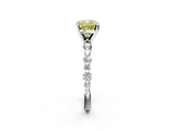 White gold Fancy Yellow Cushion  Diamond Prong Set Engagement Ring with Pave Band_206