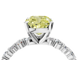 White gold Fancy Yellow Cushion  Diamond Prong Set Engagement Ring with Pave Band_208
