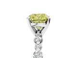 White gold Fancy Yellow Cushion  Diamond Prong Set Engagement Ring with Pave Band_209