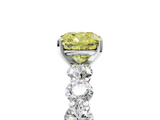 White gold Fancy Yellow Cushion  Diamond Prong Setting with Side Stones on a Pave Band_140