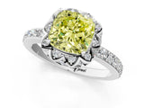 White gold Fancy Yellow Cushion  Diamond Solitaire Ring with Shared Prong Pavé Band_14
