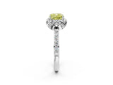 White gold Fancy Yellow Cushion  Diamond Solitaire Ring with Shared Prong Pavé Band_15