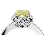 White gold Fancy Yellow Cushion  Diamond Solitaire Ring with Shared Prong Pavé Band_17