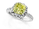 White gold Fancy Yellow Cushion  Diamond Solitaire Ring with Shared Prong Pavé Band_25