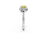 White gold Fancy Yellow Cushion  Diamond Solitaire Ring with Shared Prong Pavé Band_80