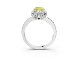 White gold Fancy Yellow Cushion  Diamond Solitaire Ring with Shared Prong Pavé Band_81