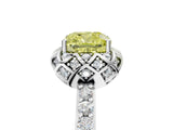White gold Fancy Yellow Cushion  Diamond Solitaire Ring with Shared Prong Pavé Band_83