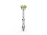 White gold Fancy Yellow Cushion  Diamond Solitaire with Pave Band and Six-Prong Setting_22