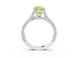 White gold Fancy Yellow Cushion  Diamond Solitaire with Pave Band and Six-Prong Setting_23