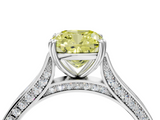 White gold Fancy Yellow Cushion  Diamond Solitaire with Pave Band and Six-Prong Setting_24