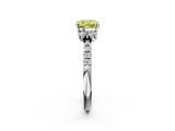 White gold Fancy Yellow Cushion  Diamond Three-Stone Pave Band with Four-Prong Setting_22