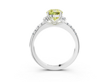 White gold Fancy Yellow Cushion  Diamond Three-Stone Pave Band with Four-Prong Setting_23