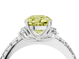 White gold Fancy Yellow Cushion  Diamond Three-Stone Pave Band with Four-Prong Setting_24