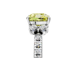 White gold Fancy Yellow Cushion  Diamond Three-Stone Pave Band with Four-Prong Setting_24