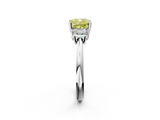 White gold Fancy Yellow Cushion  Diamond Three-Stone Ring with Trapezoid Side Stones and Prong Setting_36