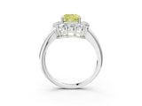 White gold Fancy Yellow Cushion  Halo Cluster Diamond Engagement Ring with Prong Setting and Polished Band_60