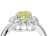 White gold Fancy Yellow Cushion  Halo Cluster Diamond Engagement Ring with Prong Setting and Polished Band_61