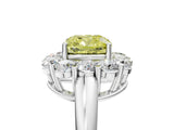White gold Fancy Yellow Cushion  Halo Cluster Diamond Engagement Ring with Prong Setting and Polished Band_62