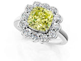 White gold Fancy Yellow Cushion  Halo Cluster Diamond Engagement Ring with Solitaire Band and Prong Setting_50