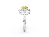 White gold Fancy Yellow Cushion  Halo Cluster Diamond Engagement Ring with Solitaire Band and Prong Setting_51