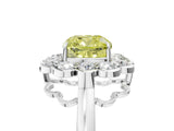 White gold Fancy Yellow Cushion  Halo Cluster Diamond Engagement Ring with Solitaire Band and Prong Setting_54