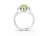 White gold Fancy Yellow Cushion  Halo Diamond Cluster Engagement Ring with Milgrain Bezel Setting and Solitaire Band_123
