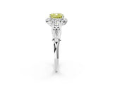 White gold Fancy Yellow Cushion  Halo Diamond Engagement Ring with Filigree Band and Four-Prong Setting_107