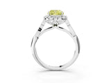White gold Fancy Yellow Cushion  Halo Diamond Engagement Ring with Filigree Band and Four-Prong Setting_108