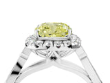 White gold Fancy Yellow Cushion  Halo Diamond Engagement Ring with Filigree Band and Four-Prong Setting_109