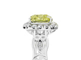 White gold Fancy Yellow Cushion  Halo Diamond Engagement Ring with Filigree Band and Four-Prong Setting_110