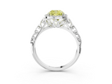 White gold Fancy Yellow Cushion  Halo Diamond Engagement Ring with Intricate Filigree Band and Four-Prong Setting_40