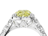 White gold Fancy Yellow Cushion  Halo Diamond Engagement Ring with Intricate Filigree Band and Four-Prong Setting_40