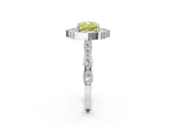 White gold Fancy Yellow Cushion  Halo Diamond Engagement Ring with Milgrain Band and Four-Prong Setting_68