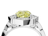 White gold Fancy Yellow Cushion  Halo Diamond Engagement Ring with Milgrain Band and Four-Prong Setting_70