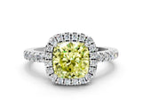 White gold Fancy Yellow Cushion  Halo Diamond Engagement Ring with Pavé Band and Four-Prong Setting_105
