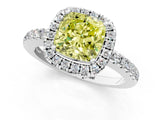 White gold Fancy Yellow Cushion  Halo Diamond Engagement Ring with Pavé Band and Four-Prong Setting_106