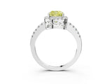 White gold Fancy Yellow Cushion  Halo Diamond Engagement Ring with Pavé Band and Four-Prong Setting_108