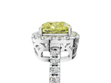 White gold Fancy Yellow Cushion  Halo Diamond Engagement Ring with Pavé Band and Four-Prong Setting_110