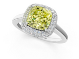 White gold Fancy Yellow Cushion  Halo Diamond Engagement Ring with Solitaire Band and Four-Prong Setting_22