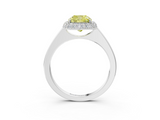 White gold Fancy Yellow Cushion  Halo Diamond Engagement Ring with Solitaire Band and Four-Prong Setting_23