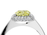 White gold Fancy Yellow Cushion  Halo Diamond Engagement Ring with Solitaire Band and Four-Prong Setting_24