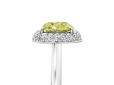 White gold Fancy Yellow Cushion  Halo Diamond Engagement Ring with Solitaire Band and Four-Prong Setting_25