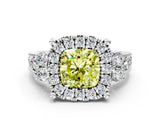 White gold Fancy Yellow Cushion  Halo Diamond Engagement Ring with Split Shank and Four-Prong Setting_55