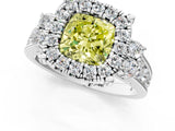 White gold Fancy Yellow Cushion  Halo Diamond Engagement Ring with Split Shank and Four-Prong Setting_56