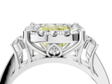 White gold Fancy Yellow Cushion  Halo Diamond Engagement Ring with Split Shank and Four-Prong Setting_59