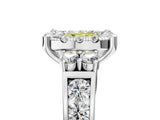 White gold Fancy Yellow Cushion  Halo Diamond Engagement Ring with Split Shank and Four-Prong Setting_60